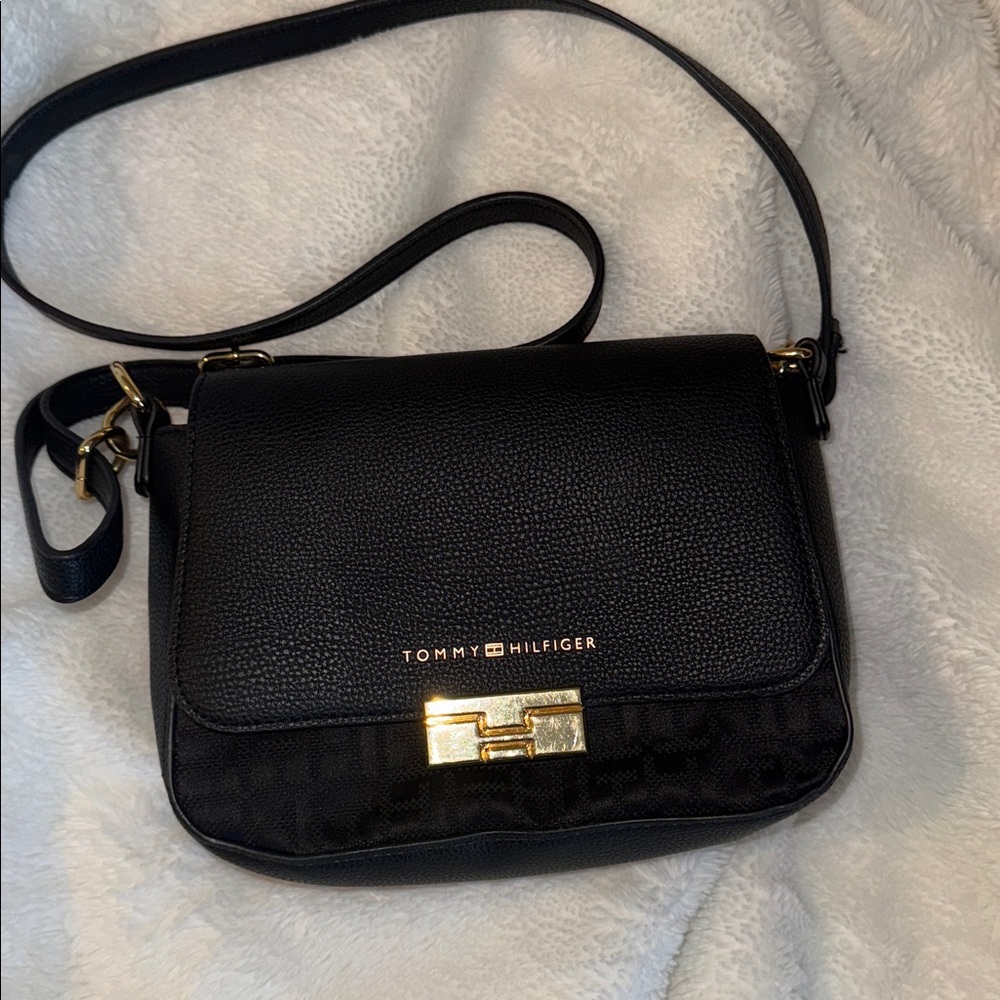 Tommy Hilfiger Black and Gold Crossbody Bag